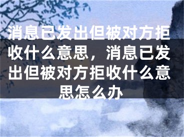 消息已發(fā)出但被對(duì)方拒收什么意思，消息已發(fā)出但被對(duì)方拒收什么意思怎么辦