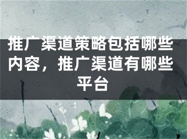 推廣渠道策略包括哪些內容，推廣渠道有哪些平臺