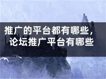 推廣的平臺都有哪些，論壇推廣平臺有哪些