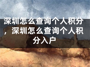 深圳怎么查詢個人積分，深圳怎么查詢個人積分入戶