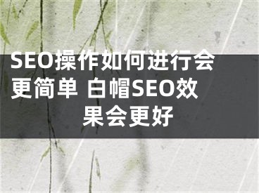 SEO操作如何進行會更簡單 白帽SEO效果會更好