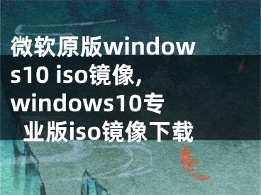 微軟原版windows10 iso鏡像,windows10專業(yè)版iso鏡像下載