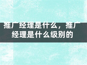 推廣經(jīng)理是什么，推廣經(jīng)理是什么級別的