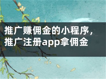 推廣賺傭金的小程序，推廣注冊(cè)app拿傭金