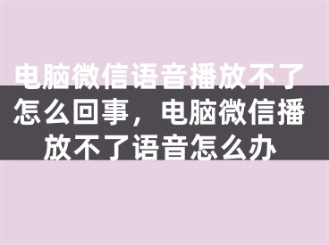 電腦微信語音播放不了怎么回事，電腦微信播放不了語音怎么辦