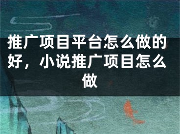 推廣項目平臺怎么做的好，小說推廣項目怎么做