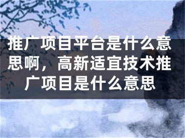 推廣項(xiàng)目平臺是什么意思啊，高新適宜技術(shù)推廣項(xiàng)目是什么意思