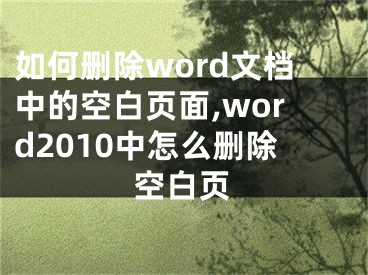 如何刪除word文檔中的空白頁面,word2010中怎么刪除空白頁