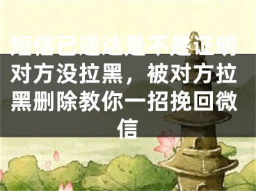 短信已送達是不是證明對方?jīng)]拉黑，被對方拉黑刪除教你一招挽回微信