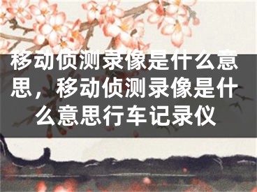 移動(dòng)偵測(cè)錄像是什么意思，移動(dòng)偵測(cè)錄像是什么意思行車記錄儀