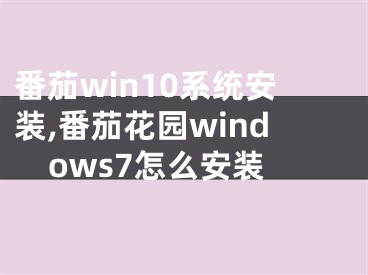 番茄win10系統(tǒng)安裝,番茄花園windows7怎么安裝