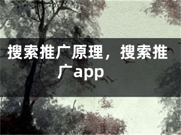 搜索推廣原理，搜索推廣app