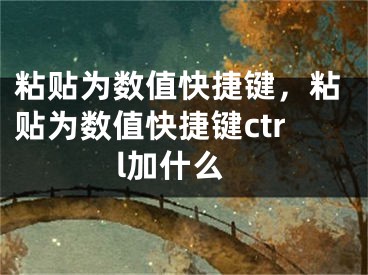 粘貼為數(shù)值快捷鍵，粘貼為數(shù)值快捷鍵ctrl加什么