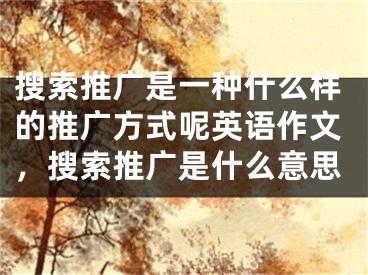 搜索推廣是一種什么樣的推廣方式呢英語作文，搜索推廣是什么意思