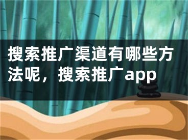 搜索推廣渠道有哪些方法呢，搜索推廣app