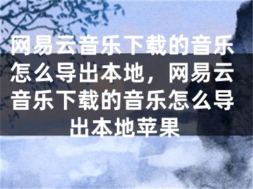 網(wǎng)易云音樂下載的音樂怎么導(dǎo)出本地，網(wǎng)易云音樂下載的音樂怎么導(dǎo)出本地蘋果