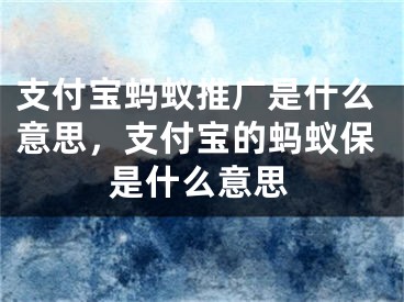 支付寶螞蟻推廣是什么意思，支付寶的螞蟻保是什么意思