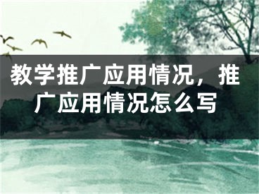 教學(xué)推廣應(yīng)用情況，推廣應(yīng)用情況怎么寫(xiě)