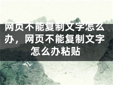 網(wǎng)頁不能復(fù)制文字怎么辦，網(wǎng)頁不能復(fù)制文字怎么辦粘貼