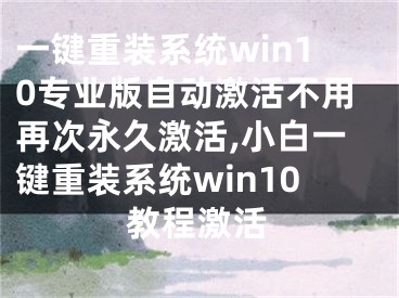 一鍵重裝系統(tǒng)win10專(zhuān)業(yè)版自動(dòng)激活不用再次永久激活,小白一鍵重裝系統(tǒng)win10教程激活