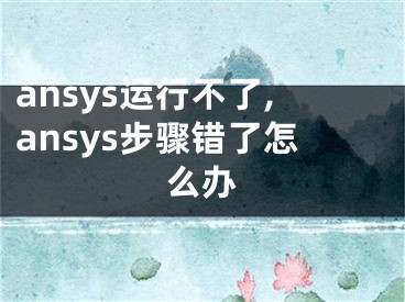 ansys運行不了,ansys步驟錯了怎么辦