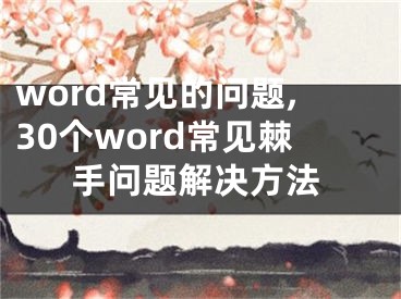 word常見的問題,30個(gè)word常見棘手問題解決方法