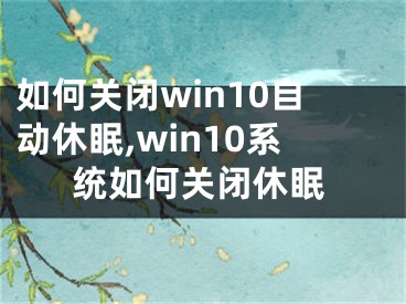 如何關(guān)閉win10自動休眠,win10系統(tǒng)如何關(guān)閉休眠