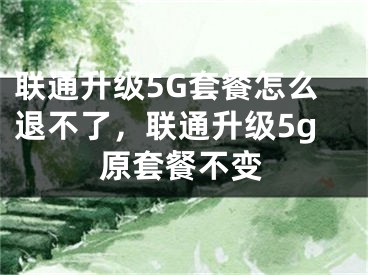 聯(lián)通升級(jí)5G套餐怎么退不了，聯(lián)通升級(jí)5g原套餐不變