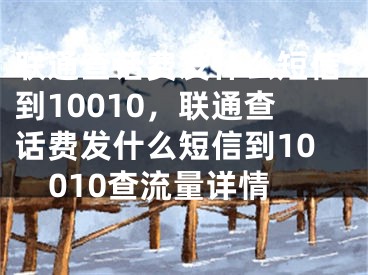 聯(lián)通查話費(fèi)發(fā)什么短信到10010，聯(lián)通查話費(fèi)發(fā)什么短信到10010查流量詳情