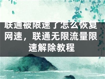 聯(lián)通被限速了怎么恢復網速，聯(lián)通無限流量限速解除教程