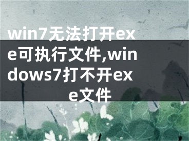 win7無法打開exe可執(zhí)行文件,windows7打不開exe文件