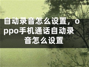 自動錄音怎么設(shè)置，oppo手機通話自動錄音怎么設(shè)置