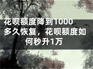 花唄額度降到1000多久恢復(fù)，花唄額度如何秒升1萬(wàn)