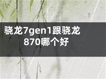 驍龍7gen1跟驍龍870哪個(gè)好