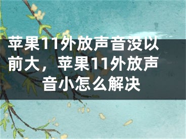 蘋果11外放聲音沒以前大，蘋果11外放聲音小怎么解決