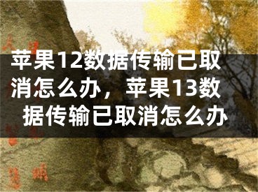 蘋果12數(shù)據(jù)傳輸已取消怎么辦，蘋果13數(shù)據(jù)傳輸已取消怎么辦