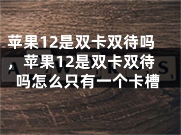 蘋果12是雙卡雙待嗎，蘋果12是雙卡雙待嗎怎么只有一個卡槽