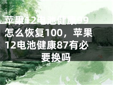 蘋果12電池健康99怎么恢復100，蘋果12電池健康87有必要換嗎