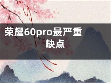 榮耀60pro最嚴重缺點