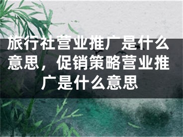 旅行社營(yíng)業(yè)推廣是什么意思，促銷策略營(yíng)業(yè)推廣是什么意思