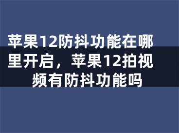 蘋果12防抖功能在哪里開啟，蘋果12拍視頻有防抖功能嗎