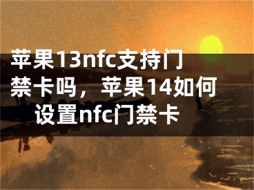 蘋果13nfc支持門禁卡嗎，蘋果14如何設(shè)置nfc門禁卡