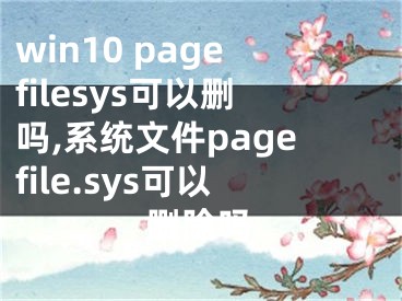 win10 pagefilesys可以刪嗎,系統(tǒng)文件pagefile.sys可以刪除嗎