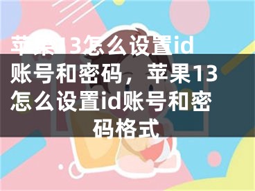 蘋果13怎么設(shè)置id賬號和密碼，蘋果13怎么設(shè)置id賬號和密碼格式