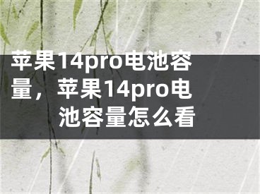 蘋果14pro電池容量，蘋果14pro電池容量怎么看