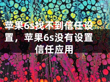 蘋果6s找不到信任設(shè)置，蘋果6s沒有設(shè)置信任應(yīng)用