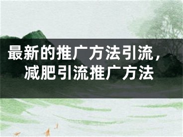 最新的推廣方法引流，減肥引流推廣方法