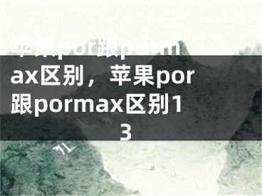 蘋果por跟pormax區(qū)別，蘋果por跟pormax區(qū)別13