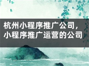 杭州小程序推廣公司，小程序推廣運(yùn)營(yíng)的公司