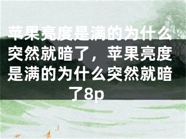 蘋(píng)果亮度是滿的為什么突然就暗了，蘋(píng)果亮度是滿的為什么突然就暗了8p